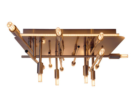 LED -plafondlamp "Ancona" met achtergrondverlichting gemaakt van metaal in roestvrijstalen optiek, G9 -versies, lamp voor woonkamer, eetkamer, gang en kantoor, ca. 71 x 70 cm