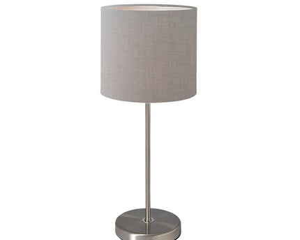 Tafellamp "New York", klassieke metalen tafellamp met tekstbladen in grijs, met E27 -aansluiting, 38,5 cm hoog, perfect voor woonkamer, eetkamer, gang en kantoor
