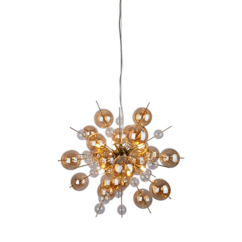 Hanger lamp "explosie" barnsteen gemaakt van metaal en glas, G9 -versies, hangende lamp voor eetkamer, woonkamer, gang of kantoor, hangende lamp ØCA. 65 cm