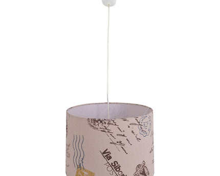 Textiel hanglamp "print", jong wonen, hangende lamp, textiel in bruin, E27 Socket, voor eetkamer, woonkamer, gang of kantoor, Ø40 cm