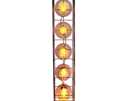 Glasse-stand-lamp "Cesta" vloerlamp gemaakt van zwarte metalen draad en getinte glas, met E27-aansluiting, 95 cm hoog, voor eetkamer, woonkamer, gang of kantoor,