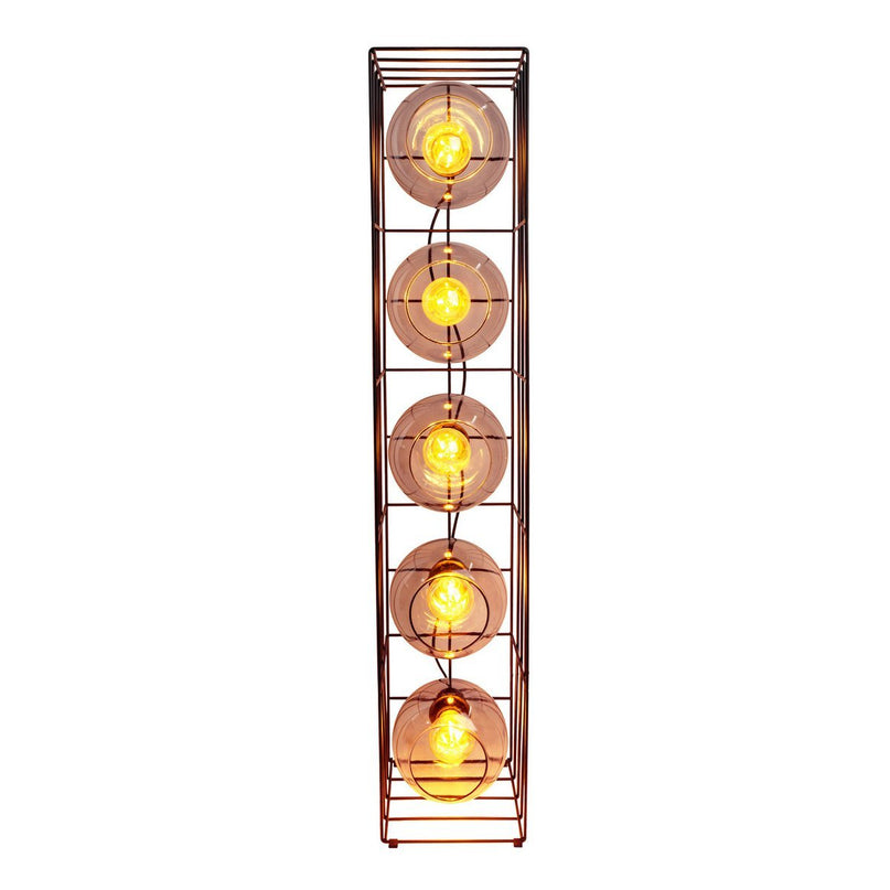 Glasse-stand-lamp "Cesta" vloerlamp gemaakt van zwarte metalen draad en getinte glas, met E27-aansluiting, 95 cm hoog, voor eetkamer, woonkamer, gang of kantoor,