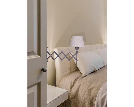 Shear Wall Lamp "Adrienne" strekt zich uit tot 49 cm, de retro wandlamp gemaakt van metaal en textiel in bruin en natuur, voor E27 -lampen, wandlampen voor woonkamers