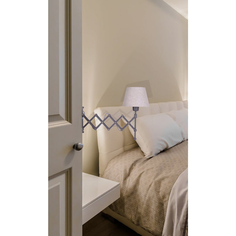 Shear Wall Lamp "Adrienne" strekt zich uit tot 49 cm, de retro wandlamp gemaakt van metaal en textiel in bruin en natuur, voor E27 -lampen, wandlampen voor woonkamers