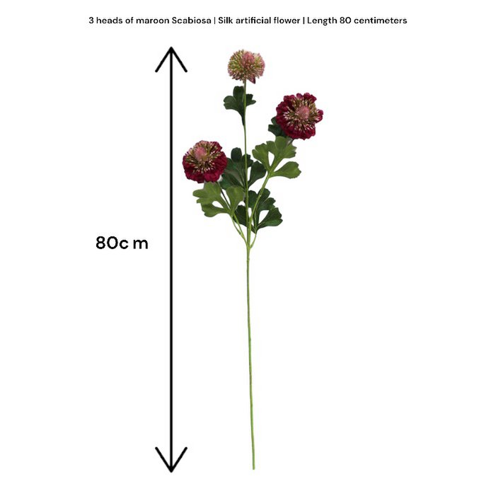 Scabiosa  kunstbloem H80cm centimeter 2PCS ROOD