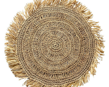Placemat (set van 2, 4 of 6) 45 cm ronde Boho placemat WAISAI gemaakt van raffia