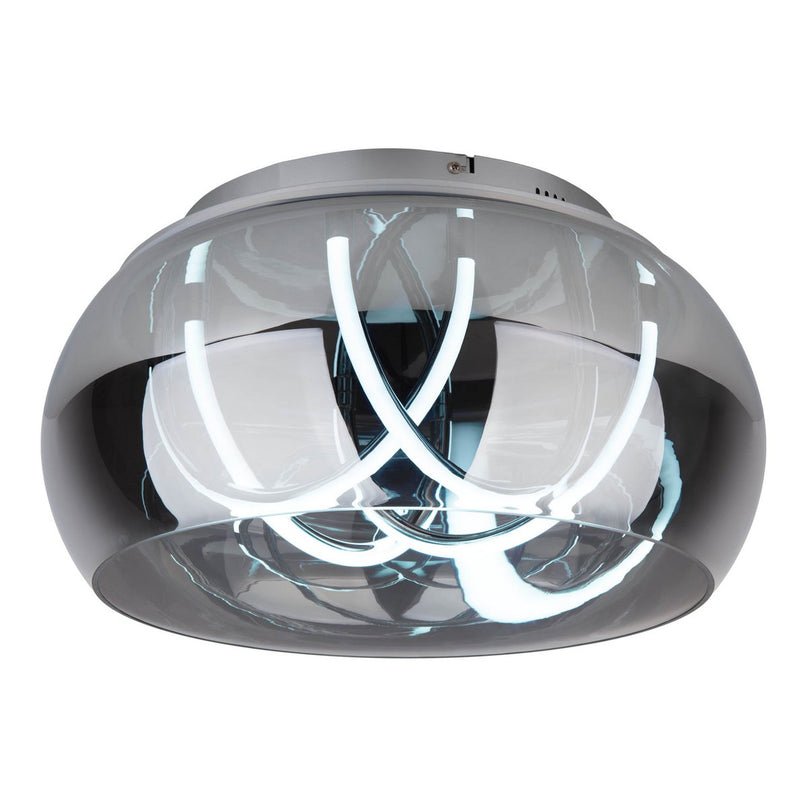 LED -plafondlicht "Malou" Ø 45 cm, 23,5 cm hoog, gemaakt van metaal, rookglas, geïntegreerde LED's, warm wit