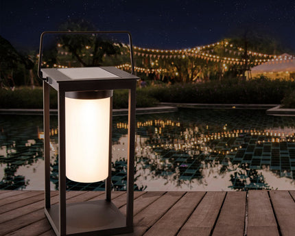LED -camping/plintlamp H: 28 cm, voor buiten, plintlamp - metaal en plastic in het zwart, met geïntegreerde LED