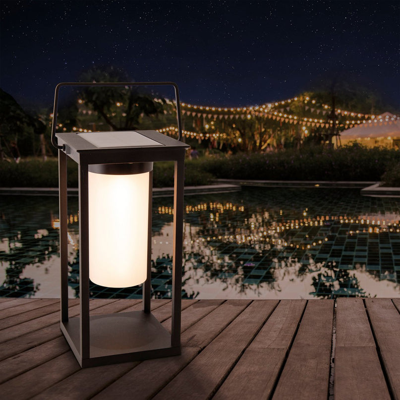 LED -camping/plintlamp H: 28 cm, voor buiten, plintlamp - metaal en plastic in het zwart, met geïntegreerde LED