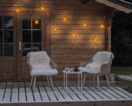 LED -lichte keten "3D -sterren" gemaakt van plastic in geel, met stevig geïnstalleerde LED's, kerstdecoraties voor buiten