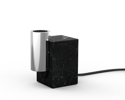 Marmeren lamp "Gemma" 16 cm hoog, gemaakt van marmer en roestvrijstalen metaal, E27-aansluiting, verlichting voor eetkamer, woonkamer, gang of kantoor