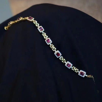 Italiaanse stijl Red Garnet Fancy armband