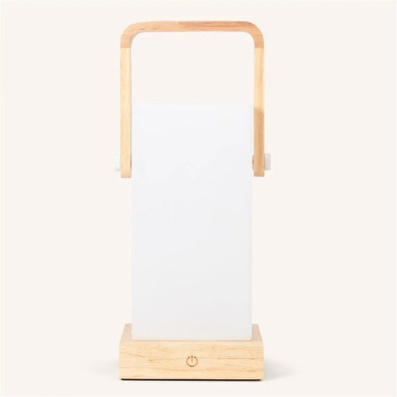 Harper lichtbruine houten lamp – draadloze oplaadbare tafellamp met handvat