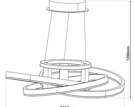 Smart Home LED hanglamp "Divora" Ø 58 cm, plafondlamp gemaakt van metaal, aluminium geborsteld en wit plastic, met veel functies, stevig gebouwd -in LED's, verlichting voor woonkamer, eetkamer kantoor of gang