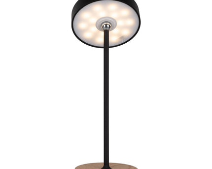 LED -batterijtafellamp magnetisch voor buiten en binnen, gemaakt van metaal en plastic in zwart, 36 cm hoog