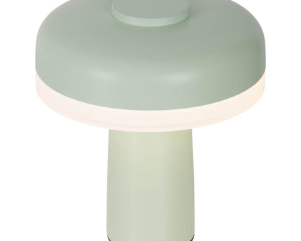 Draadloos tafellicht "Pilu", 16,5 cm hoog, boven Ø van 15 cm, metaal in mint, wit plastic, geïntegreerde LED's, 280 lumen, dimbaar door aanraaksensor, warm wit wit wit