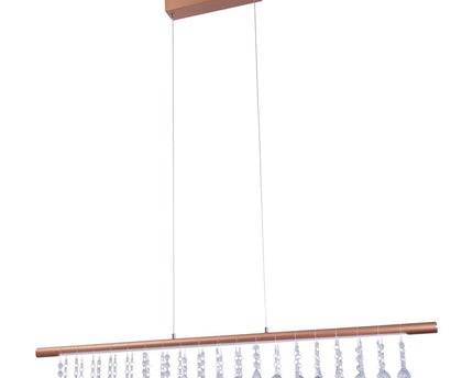Led hanglamp "nobilis" lengte ongeveer 100 cm, gemaakt van metaal en plastic in goud, met stevig geïnstalleerde LED's, verlichting voor woonkamer, eetkamer of kantoor