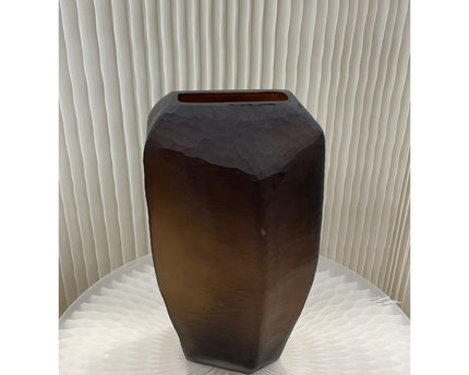 Bruine glazen vaas (v14686-380chocolade)