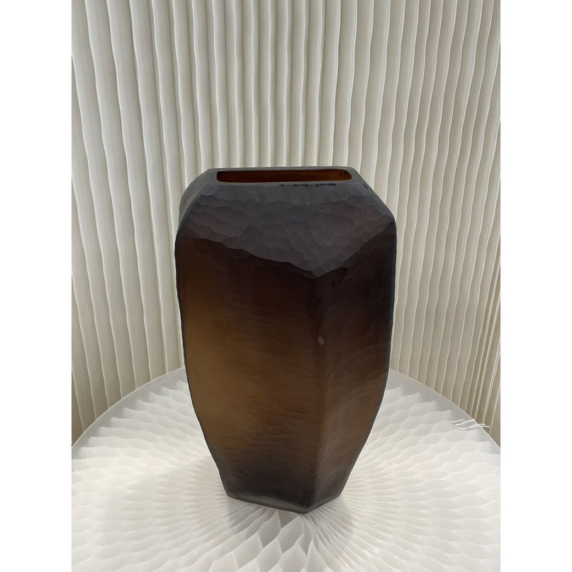 Bruine glazen vaas (v14686-380chocolade)