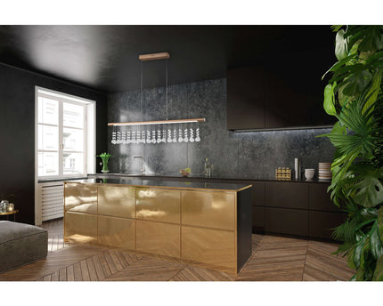 Led hanglamp "nobilis" lengte ongeveer 100 cm, gemaakt van metaal en plastic in satijnnikkel, met stevig ingebouwde LED's, verlichting voor woonkamer, eetkamer of kantoor