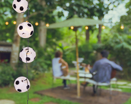 LED Solar Light Chain Textile 20 "Football", voor buiten, lichte kettingmetaal, plastic en textiel in zwart, met geïntegreerde LED