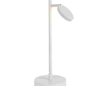 LED draadloze tafellicht "Lupa", 45 cm hoog, gemaakt van gelakte aluminium (wit) en wit plastic, LED geïntegreerde, dimbare, aanraaksensor.