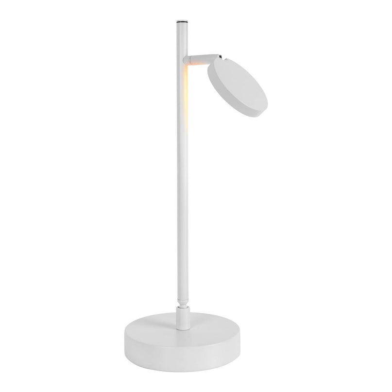 LED draadloze tafellicht "Lupa", 45 cm hoog, gemaakt van gelakte aluminium (wit) en wit plastic, LED geïntegreerde, dimbare, aanraaksensor.