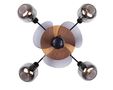 Plafondlamp inclusief ventilator "fumoso", in zwart, bruin en natuur, voor E27, Ø 51 cm
