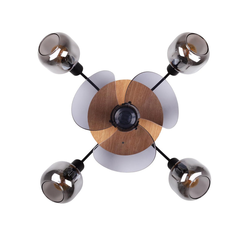 Plafondlamp inclusief ventilator "fumoso", in zwart, bruin en natuur, voor E27, Ø 51 cm
