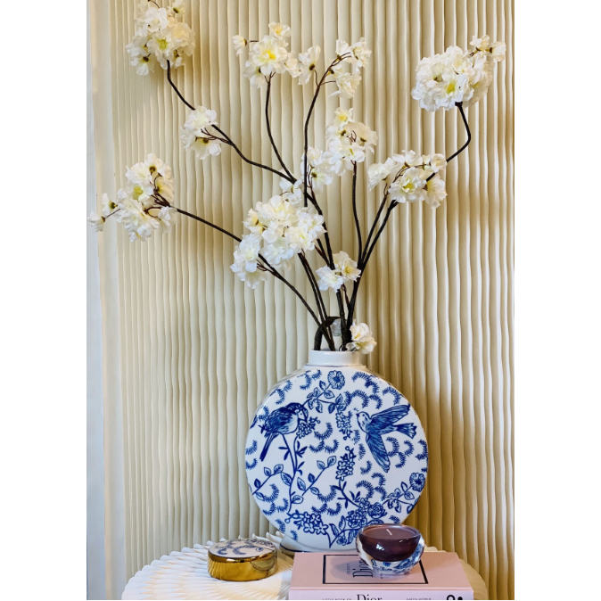Blauw-witte porseleinen bloemenvaas klein formaat (voor Kitchee Home)