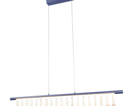 Led hanglamp "nobilis" lengte ongeveer 100 cm, gemaakt van metaal en plastic in grijs, met stevig gebouwd -in LED's, verlichting voor woonkamer, eetkamer of kantoor