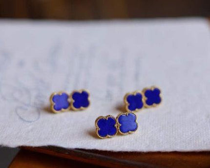 Minimalistische Lapis Lazuli Lucky Clover Ear Studs