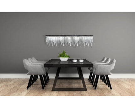 LED hanglamp "diamanten", hanglamp, metaal en kristalglas, chroom, met stevig gebouwd -in LED's, voor eetkamer, woonkamer, gang of kantoor, 120 cm lang