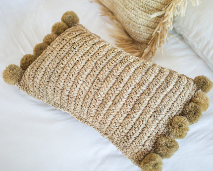 Sierkussen met vulling | Decoratief Kussen | Sofa Kussen SANUR gemaakt van Raffia