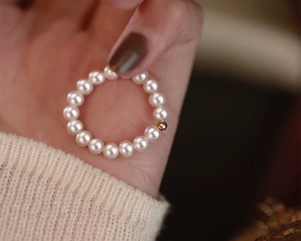 Elegante parelkralenringen, rekbaar