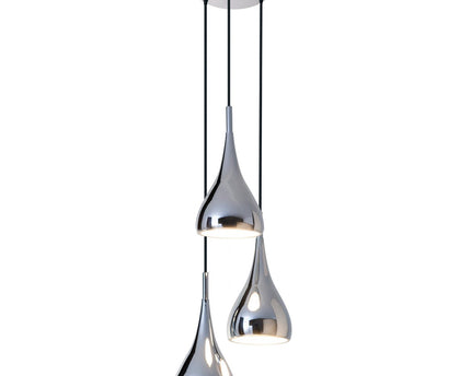 3-be hanger licht "stijl", retro klassieke hanglamp gemaakt van chroom-glanzend metaal met E27-frames, paraplu Ø16 cm, totaal Ø30 cm, ideaal voor eetkamer, woonkamer en keuken.