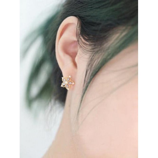Bauhinia-Sky Blue Topaz Flower Ear studs
