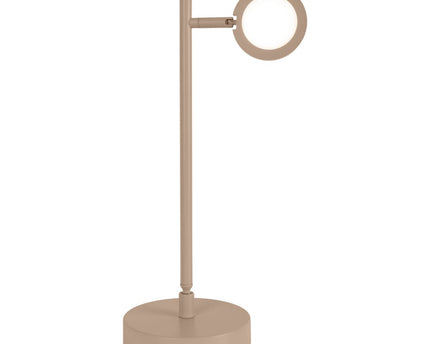 LED Draadloos tafellicht "Lupa", 45 cm hoog, gemaakt van gelakte aluminium (matte amandelen, pantone 481 c) en wit plastic, LED geïntegreerde, dimbare, aanraaksensor.