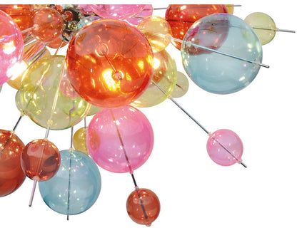 Hanger lamp "explosie" gekleurd gemaakt van metaal en glas, G9 -versies, hangende lamp voor eetkamer, woonkamer, hal of kantoor, Øca. 65 cm