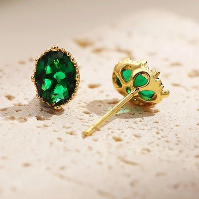 Moderne vintage groene kristallen oorstekers