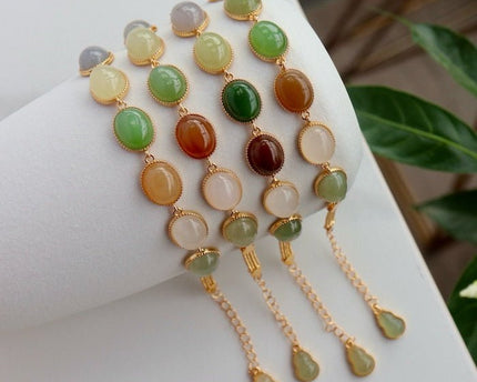Regenboog kleur Jade kralen armband