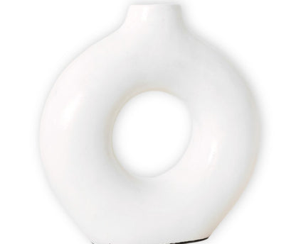 Ringvormige vaas wit – kleivaas handgemaakt – kleine bohovaas – vaas voor gedroogde bloemen – decoratieve vaas voor vensterbank, plank of tafel NUSA