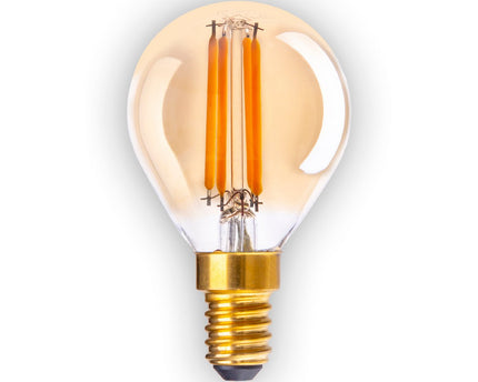 5-set LED-lamp met E14 versie 3.9 watt, gemaakt van metaal en glas, barnsteen