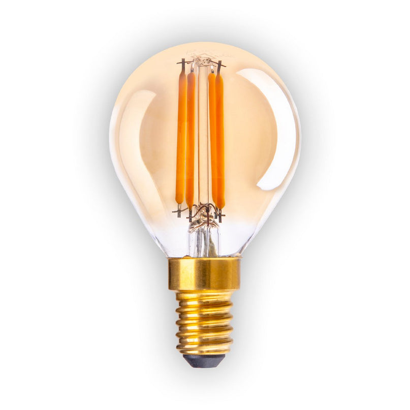 5-set LED-lamp met E14 versie 3.9 watt, gemaakt van metaal en glas, barnsteen