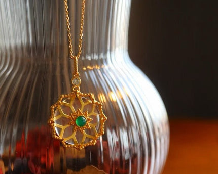 Helder kwartskristal bloem hanger ketting