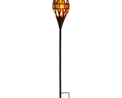 LED grondpin op zonne-energie h: 85cm met vlameffect; VlamLicht