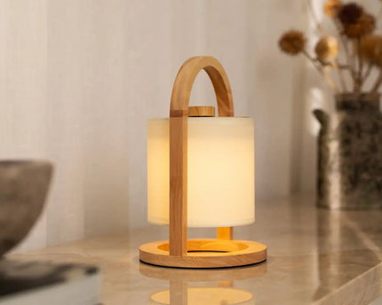 River Light Bruine Houten Oplaadbare Lamp – Dimbaar & Snoerloos Licht