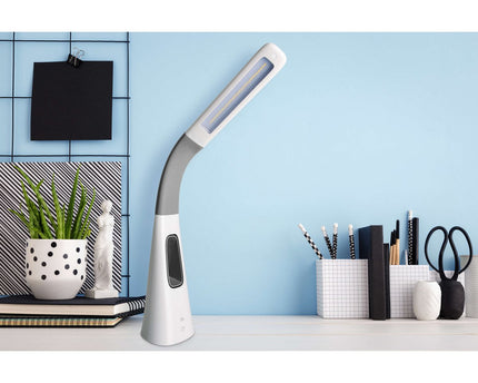 LED-tafellicht "Ventu" met ventilator, met aanraking, dimable, gemaakt van wit plastic, stevig ingebouwde LED's, 40 cm hoog