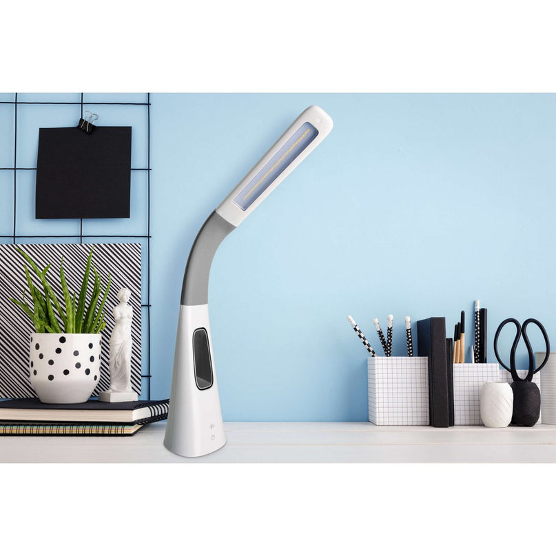 LED-tafellicht "Ventu" met ventilator, met aanraking, dimable, gemaakt van wit plastic, stevig ingebouwde LED's, 40 cm hoog