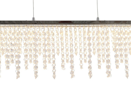 LED hanglamp "diamanten", hanglamp, metaal en kristalglas, chroom, met stevig gebouwd -in LED's, voor eetkamer, woonkamer, gang of kantoor, 120 cm lang
